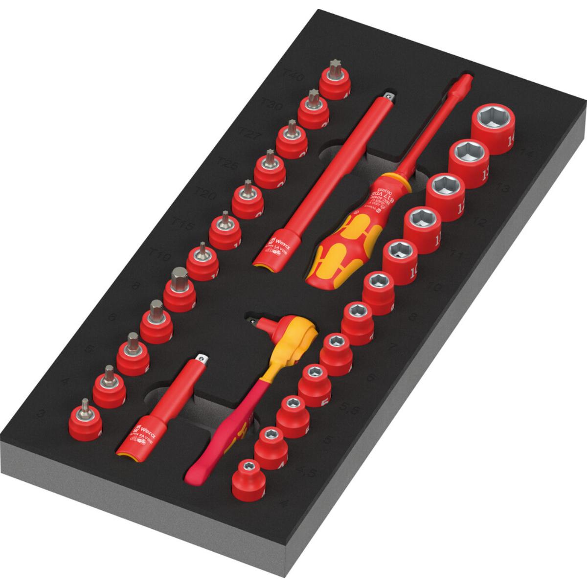 Wera 9727 Schaumstoffeinlage 8007 A VDE Zyklop VDE Knarre Set 1, 1/4"