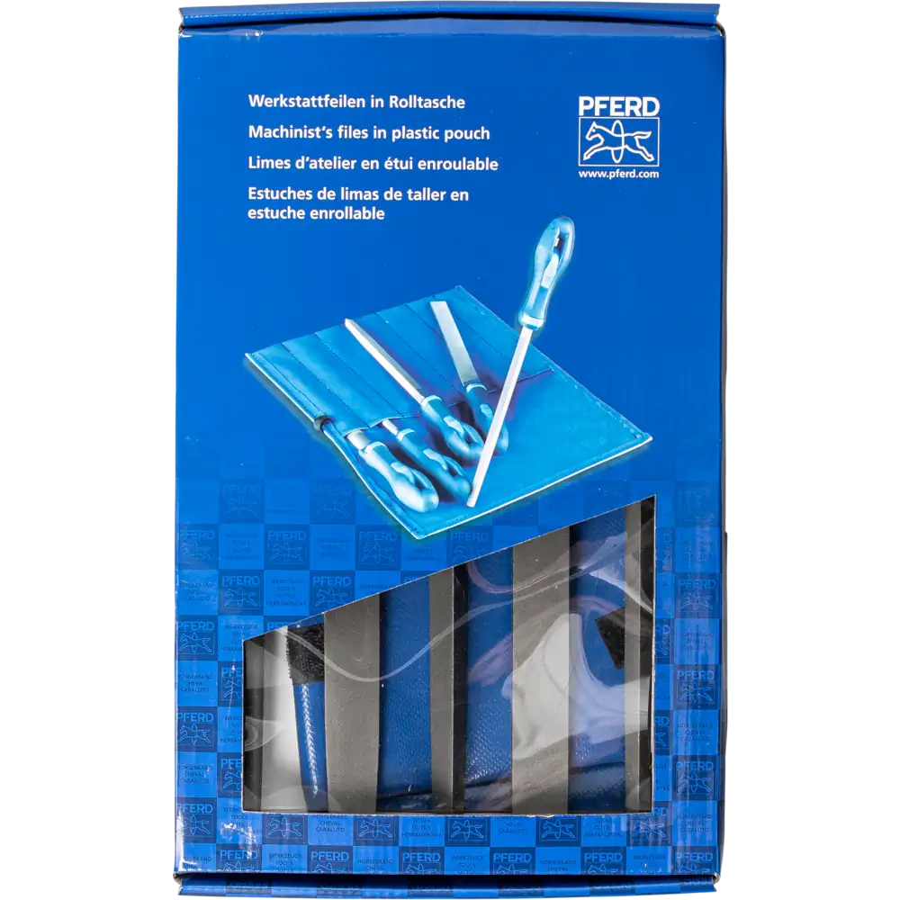 PFERD TOOLS Werkstattfeilen-Set WRU 5-tlg. in Rolltasche Hieb 3 für Feinbearbeitung, Schlichten