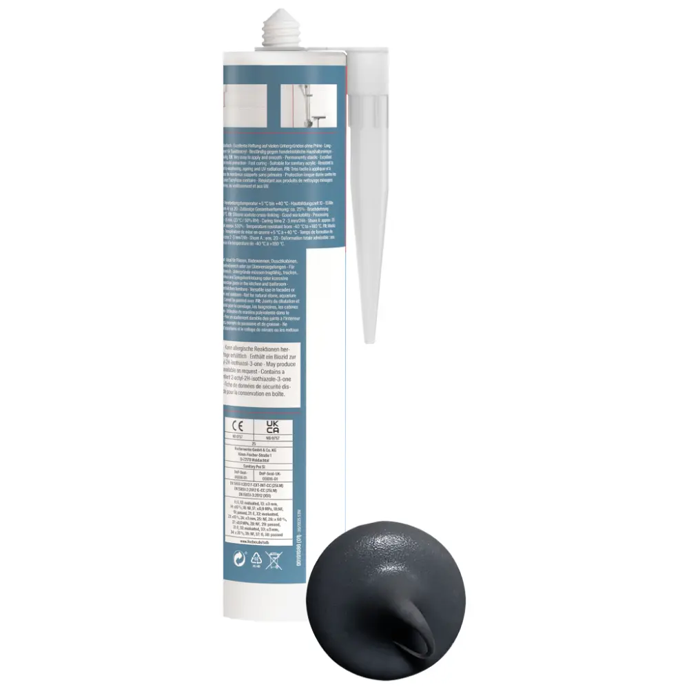 Fischer Sanitärsilikon Sanitary Pro SI (DSSA) anthrazit 310 ml