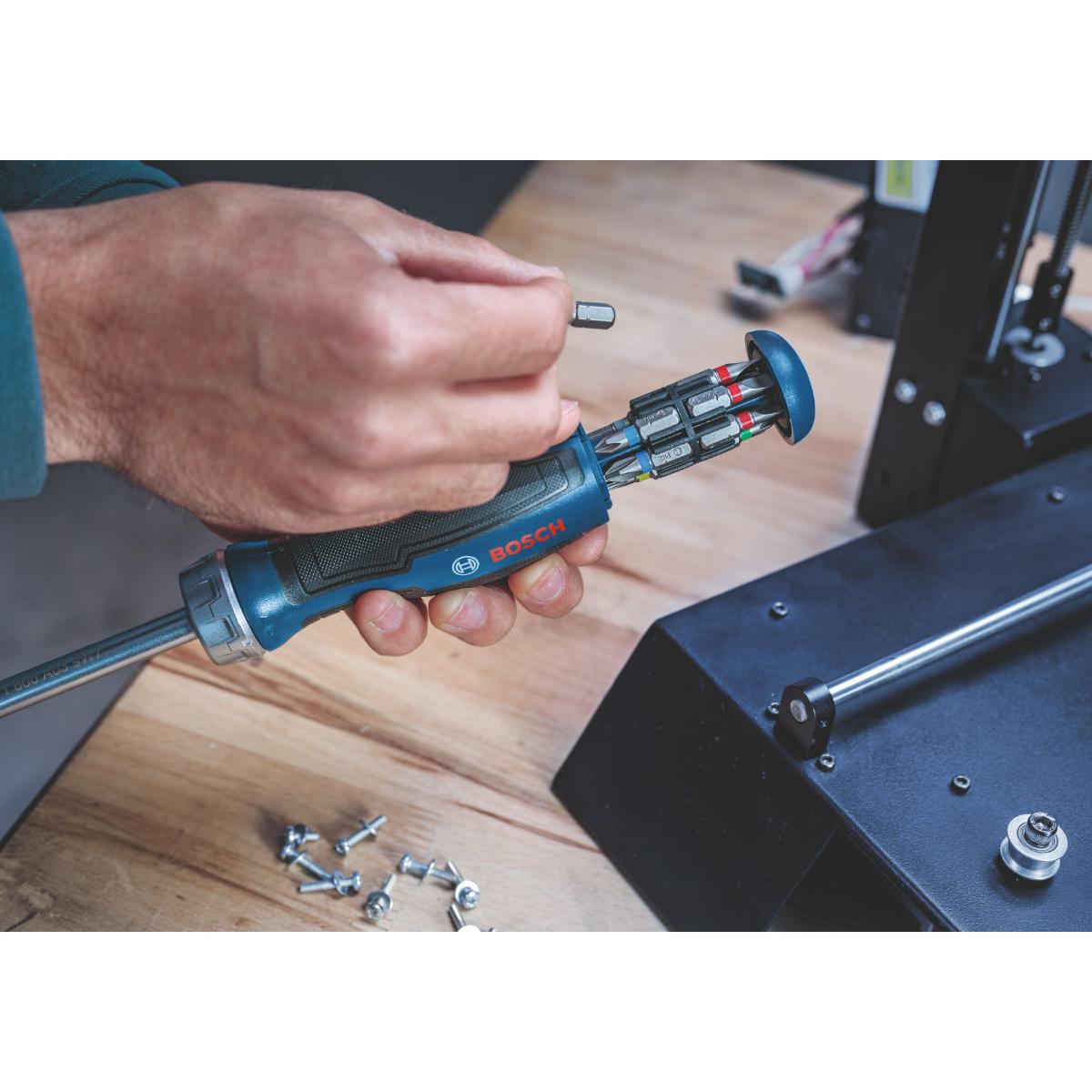 Bosch Bit-Ratschenschraubendreher mit Magazin, 12 Bits