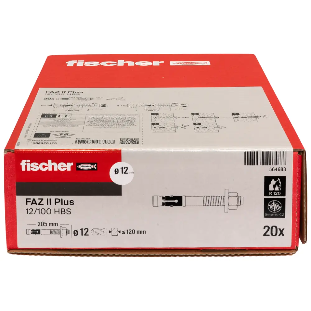Fischer Bolzenanker FAZ II Plus 12/100 HBS mit U-Scheibe galvanisch verzinkt