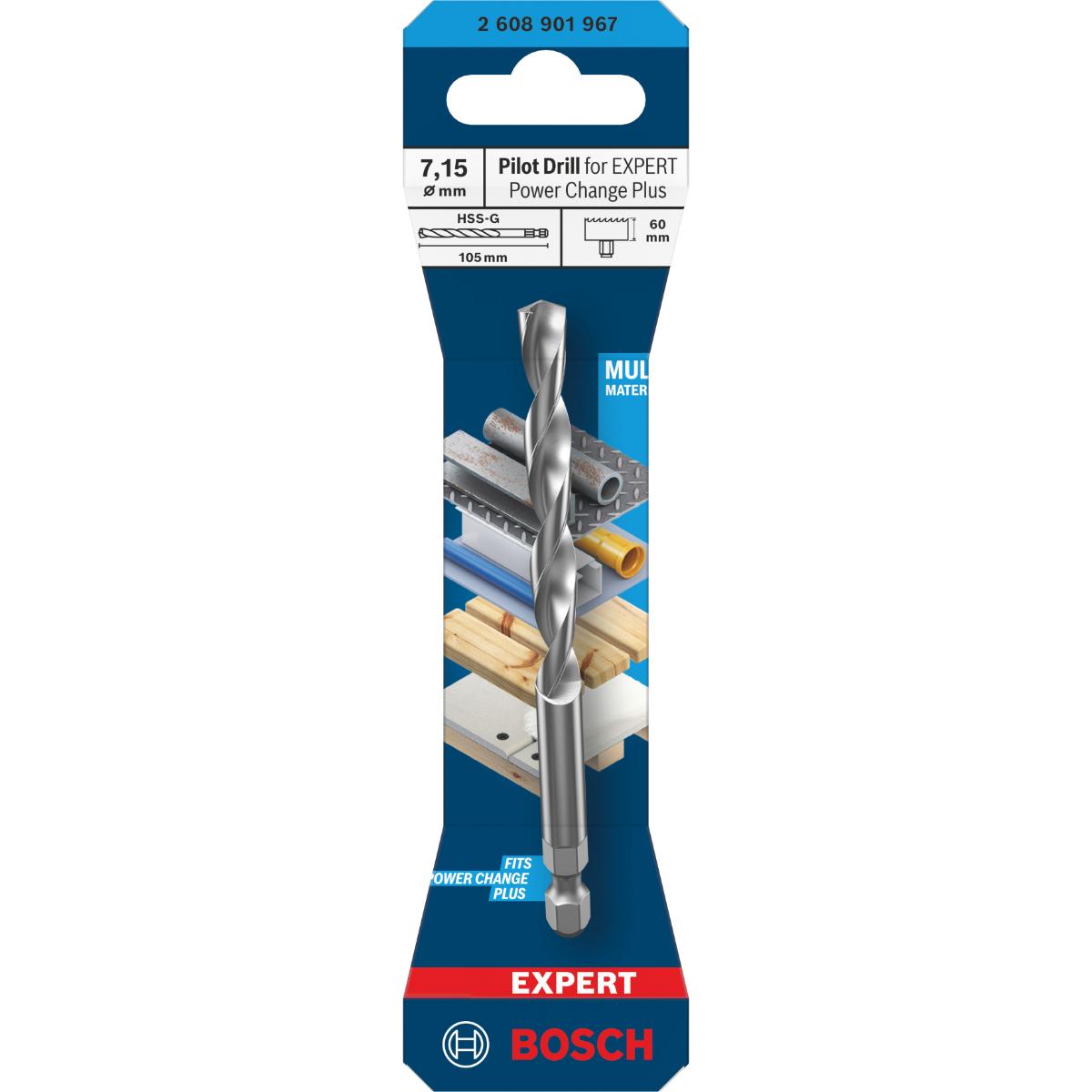 Bosch Zentrierbohrer für EXPERT Power Change Plus, HSS-G, Ø7.15 x 60 x 105 mm