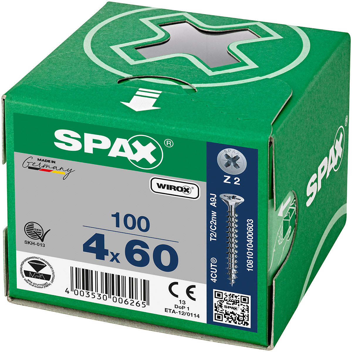 SPAX Senkmultikopf Kreuzschlitz Z2 Vollgewinde WIROX, 100 Stück