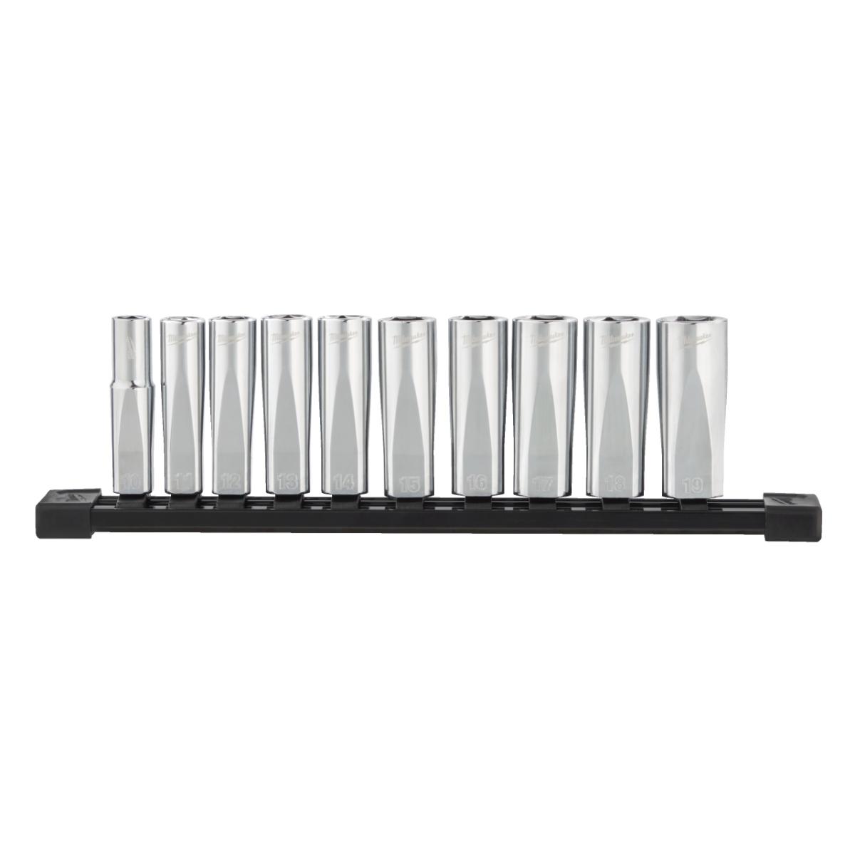 Milwaukee 3/8 Zoll Steckschlüsseleinsatz lang Set metrisch 10-teilig- auf Schiene