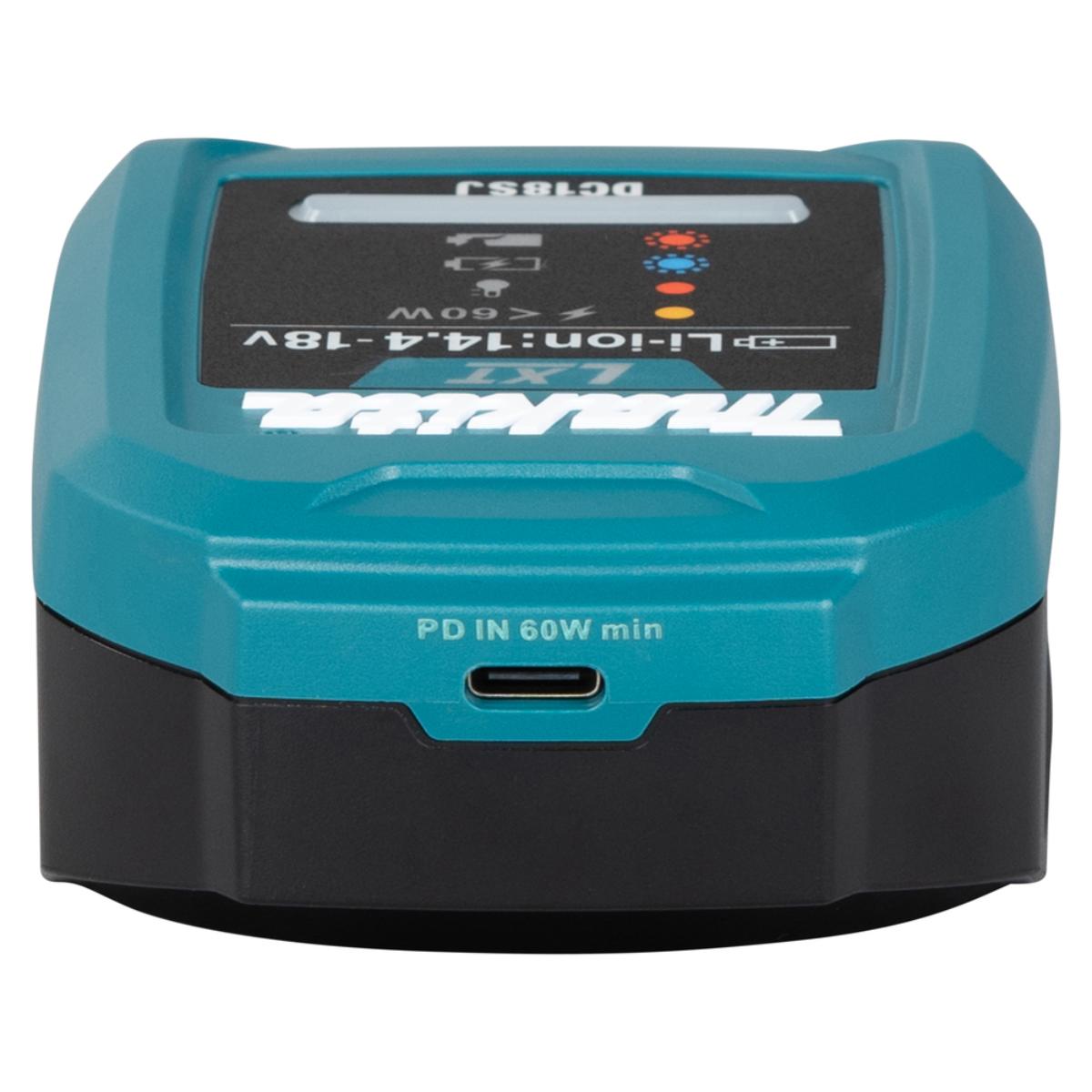 Makita Ladegerät-Set DC18SJ, ADP14, USB-C PD Ladekabel Power Delivery Li–Ion 14,4V–18V LXT DC18SJ