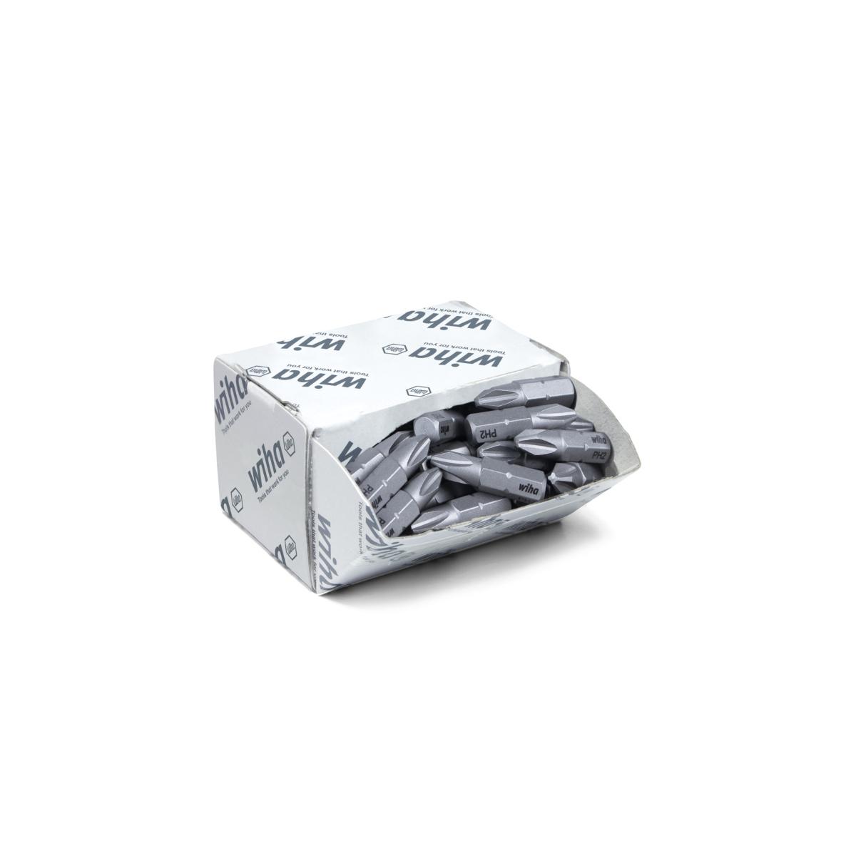 Wiha Bit Set Standard 25 mm Phillips (PH2) 50-teilges Set 1/4 zoll C6,3 in Großpackung