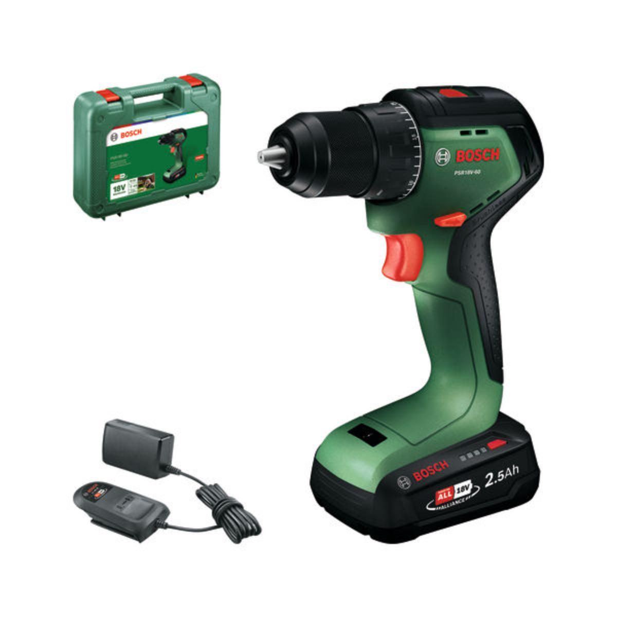 Bosch Akku-Bohrschrauber PSR18V-60, 1x Akku PBA 18V 2.5Ah