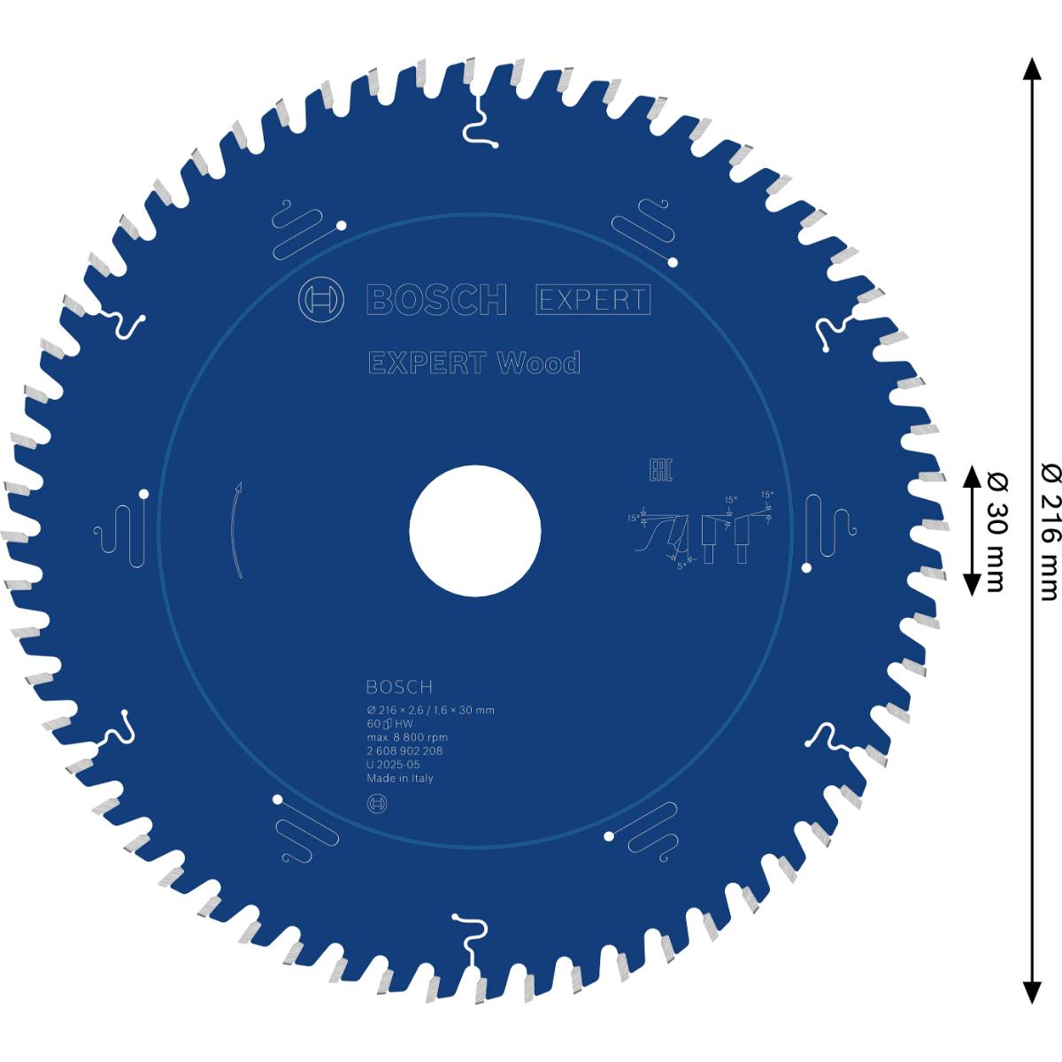Bosch EXPERT Wood Kreissägeblatt, 216x30 mm, Z60