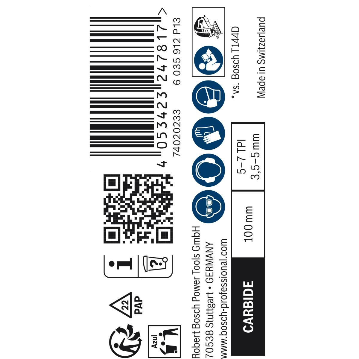 Bosch EXPERT Hardwood Fast T 144 DHM Stichsägeblatt