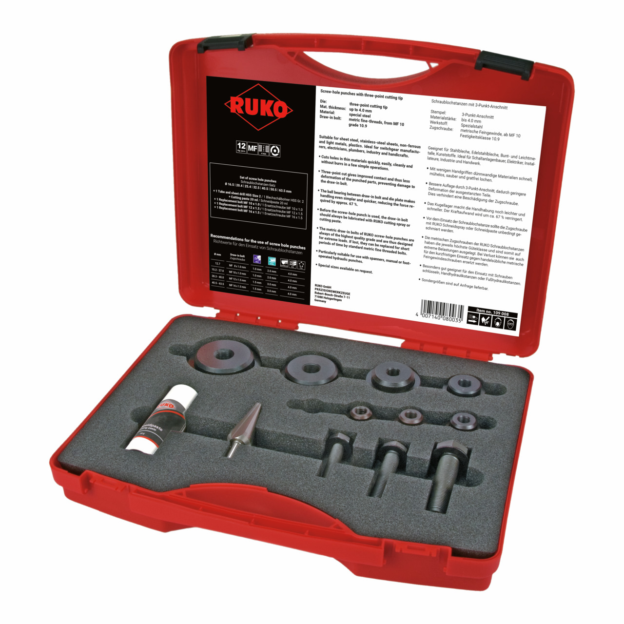 RUKO Schraublochstanzen-Satz - 12-tlg.
