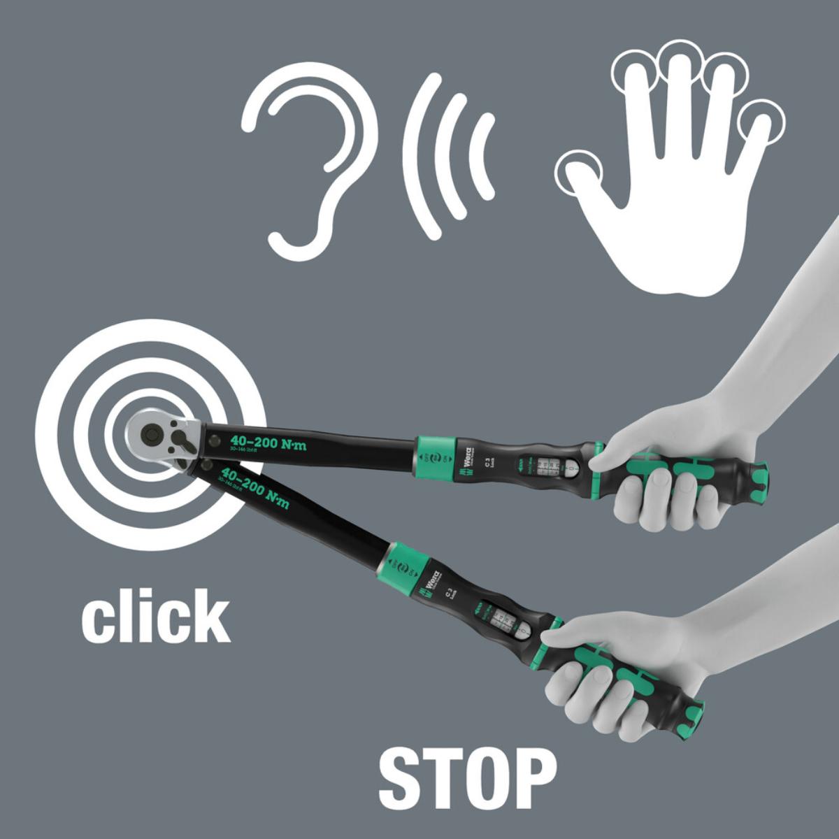 Wera Click-Torque Lock C 3 Drehmomentschlüssel, einstellbar, Umschaltknarre, Torque Lock Funktion, 40-200 Nm, 1/2 zoll x 40-200 Nm