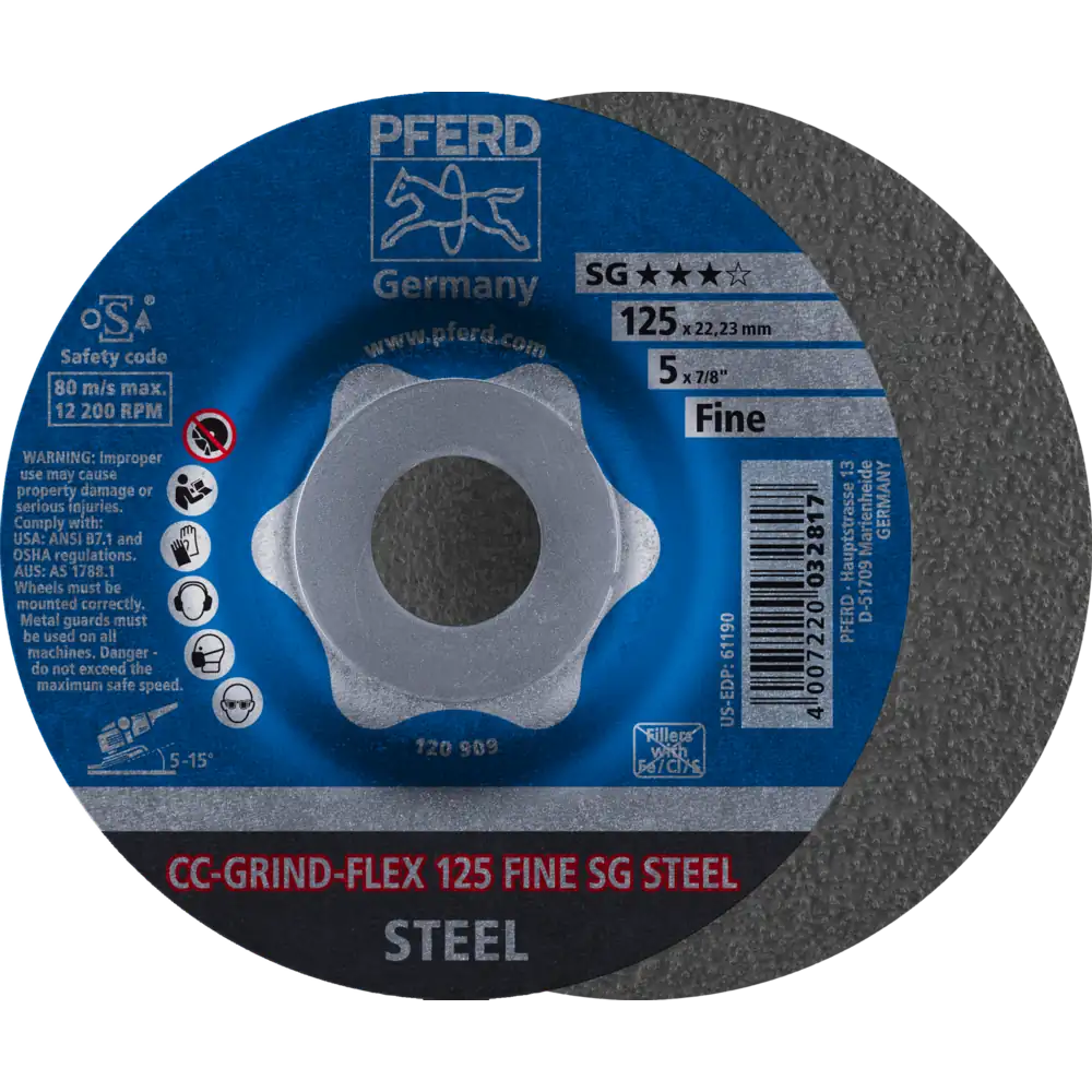 PFERD TOOLS CC-GRIND-FLEX Schleifscheibe Leistungslinie SG STEEL für Stahl