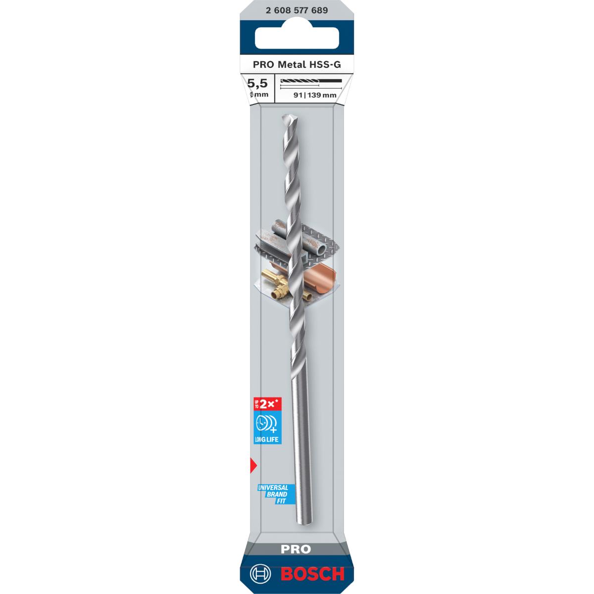 Bosch PRO Metal HSS-G Spiralbohrer, 5,5 x 91 x 139 mm