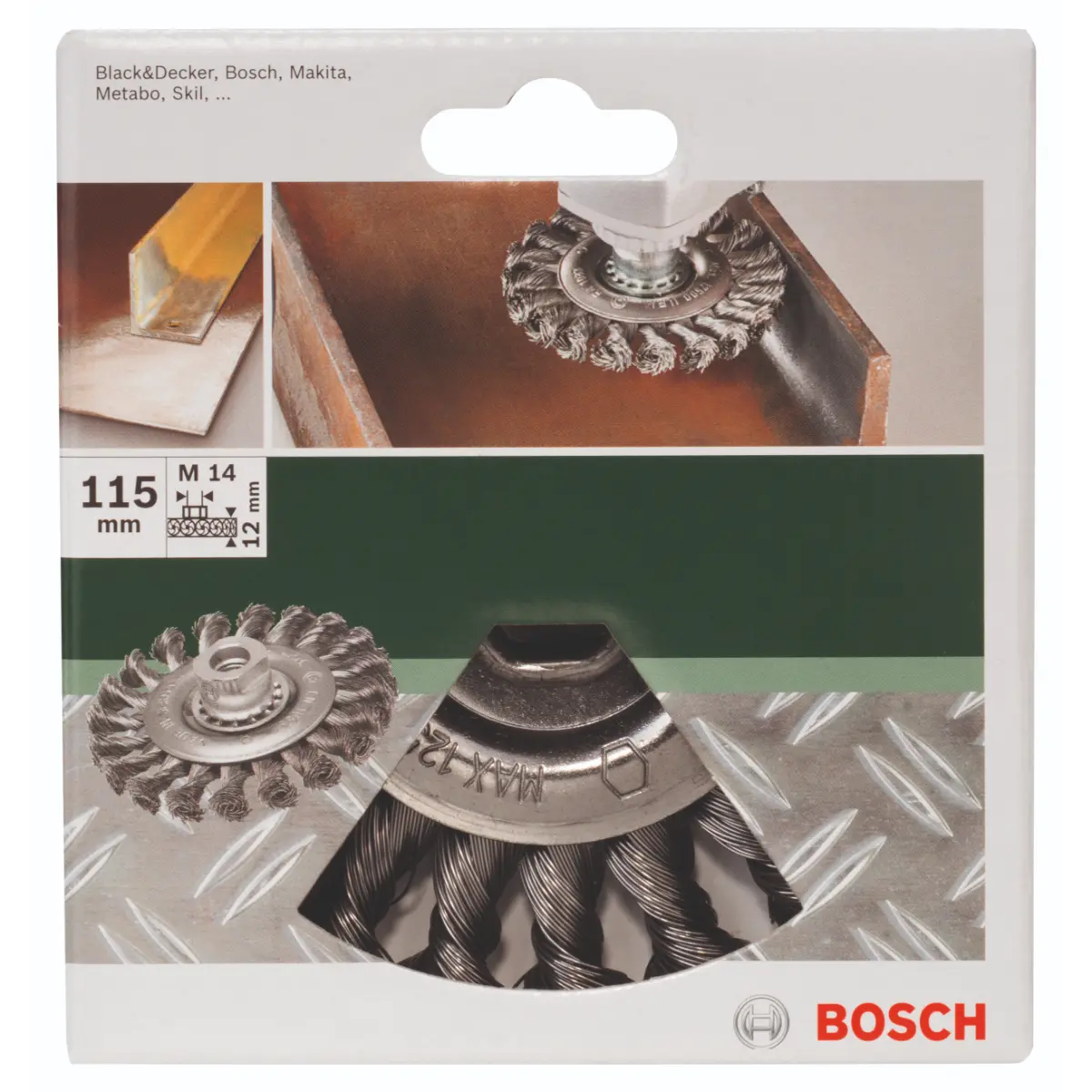 Bosch Scheibenbürste für Winkel- und Geradschleifer - Gezopfter Draht, 115 mm