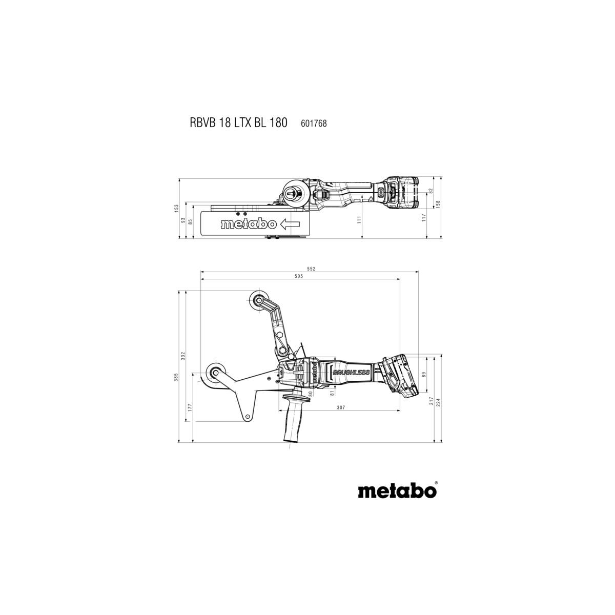 Metabo Akku-Rohrbandschleifer RBVB 18 LTX BL 180 metaBOX 185 XL