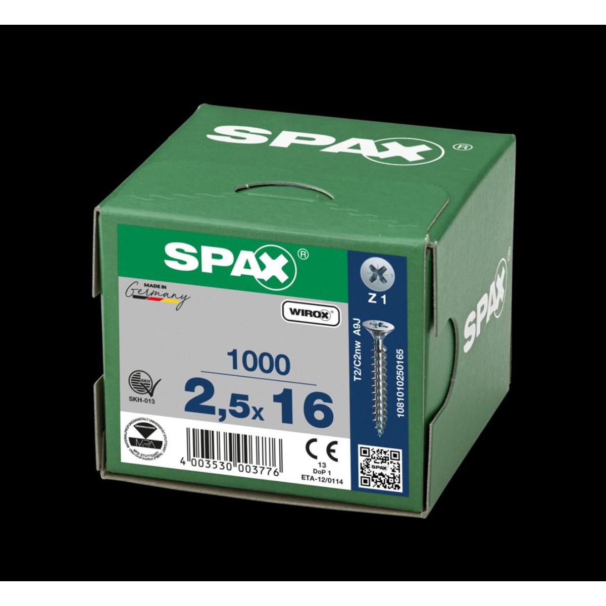 SPAX-S Senkkopf Bremsrippen Kreuzschlitz Z1 Vollgewinde WIROX, 1000 Stück
