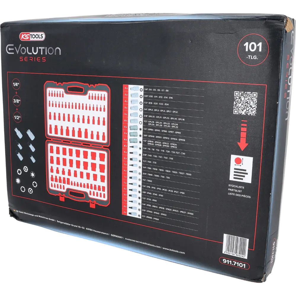 KS TOOLS 1/4"+3/8"+1/2" Torx-Steckschlüssel-Satz, 101-tlg