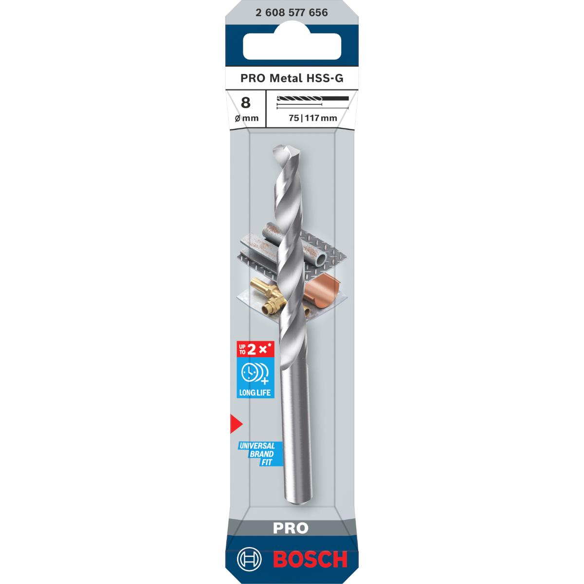 Bosch PRO Metal HSS-G Spiralbohrer, 8 x 75 x 117 mm