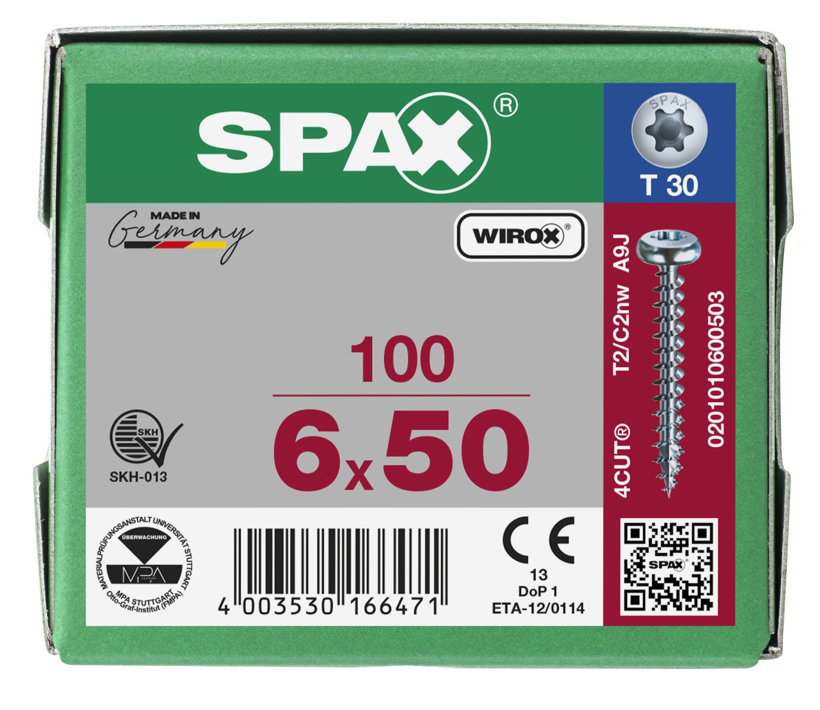 SPAX Halbrundkopf T-Star Plus T30 Vollgewinde WIROX, 100 Stück