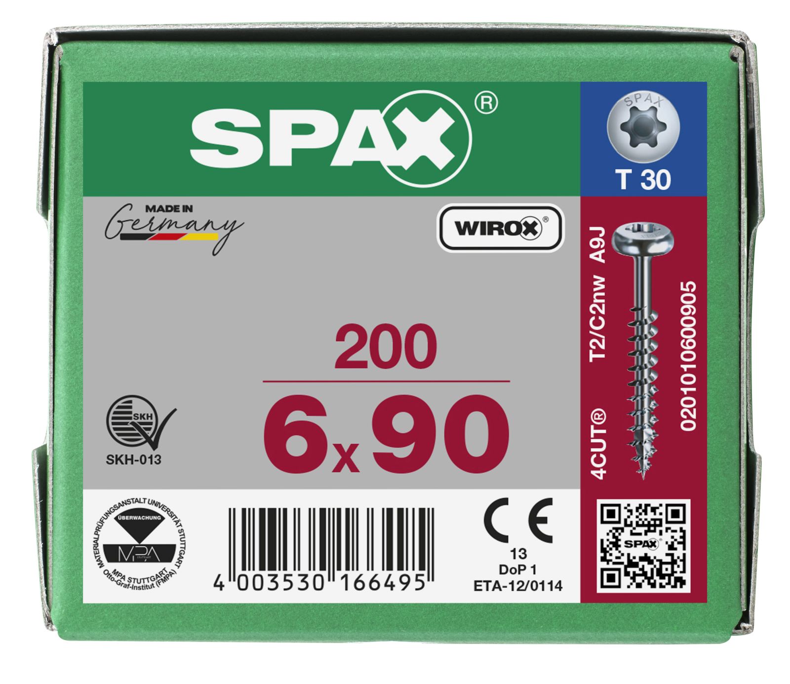 SPAX Halbrundkopf T-Star Plus T30 Teilgewinde WIROX, 200 Stück