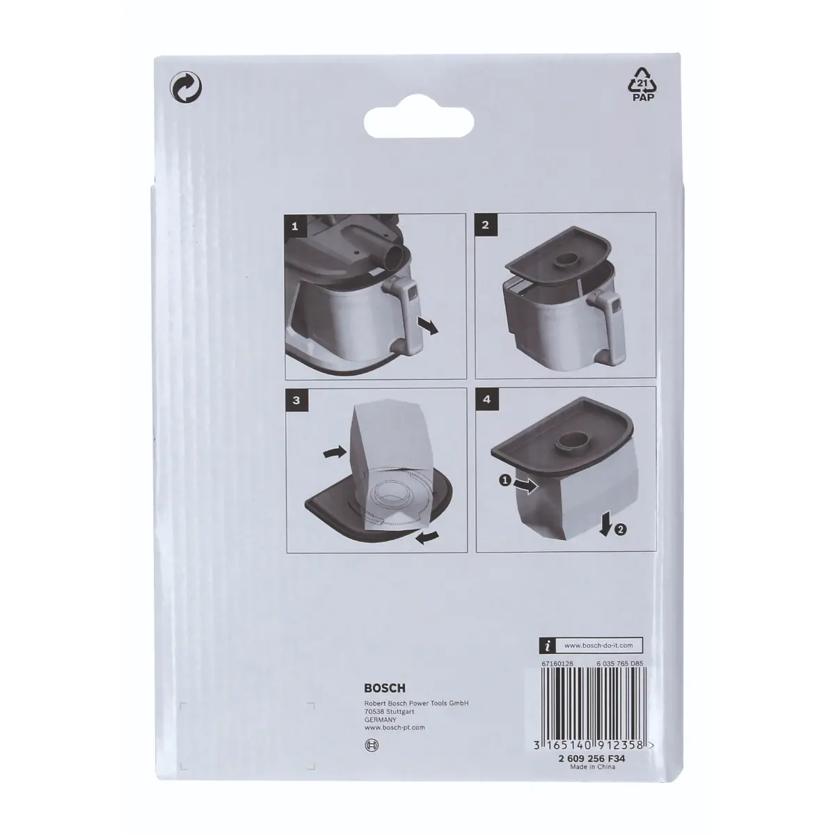 Bosch Papierstaubbeutel für EasyVac 3, 5er Pack