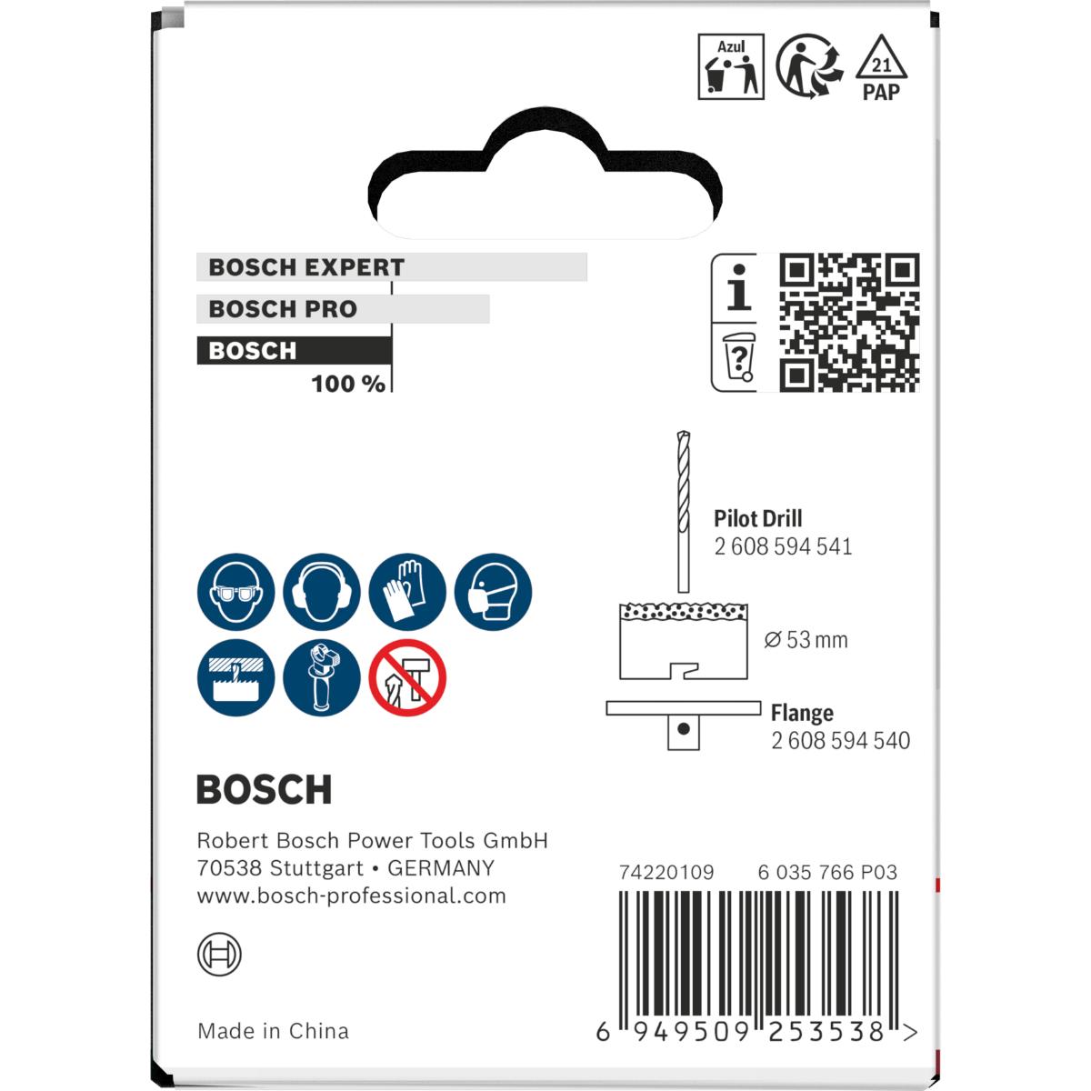 Bosch Brick and Soft Tile Lochsäge mit Aufsteckhalter, 53 x 60 mm