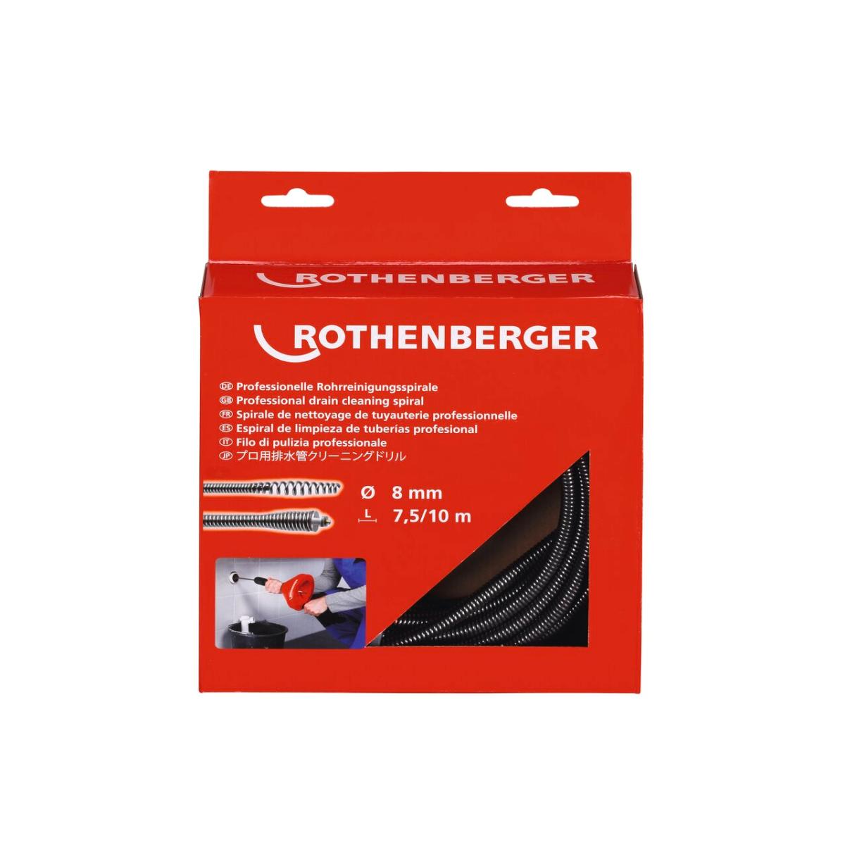 Rothenberger Rohrreinigungsspirale 8mm mit Kupplung + Seele