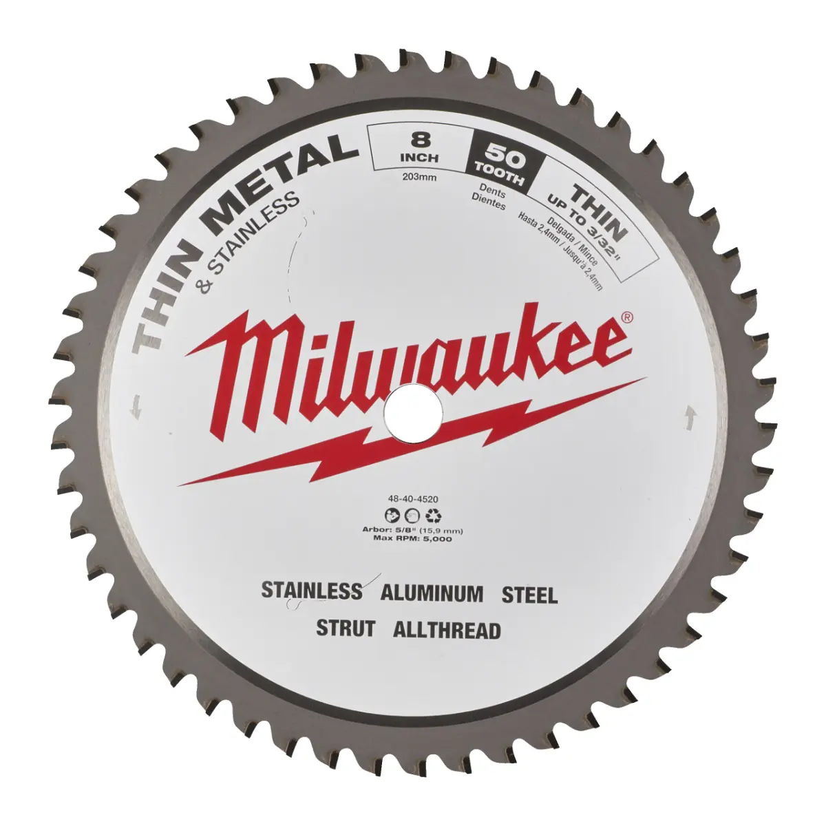 Milwaukee Kreissägeblatt für Metall-Handkreissägen 203/15,87 mm Z50