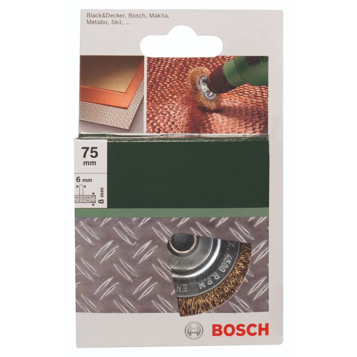 Bosch Scheibenbürsten für Bohrmaschinen - Gewellter Draht, vermessingt, 75 mm