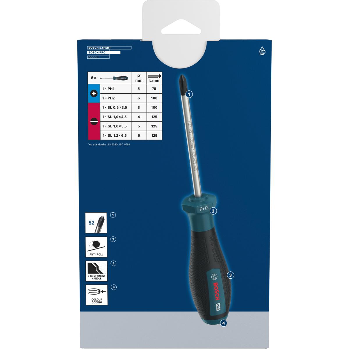 Bosch PRO Schraubendreher PH/SL, 6-teilges Set