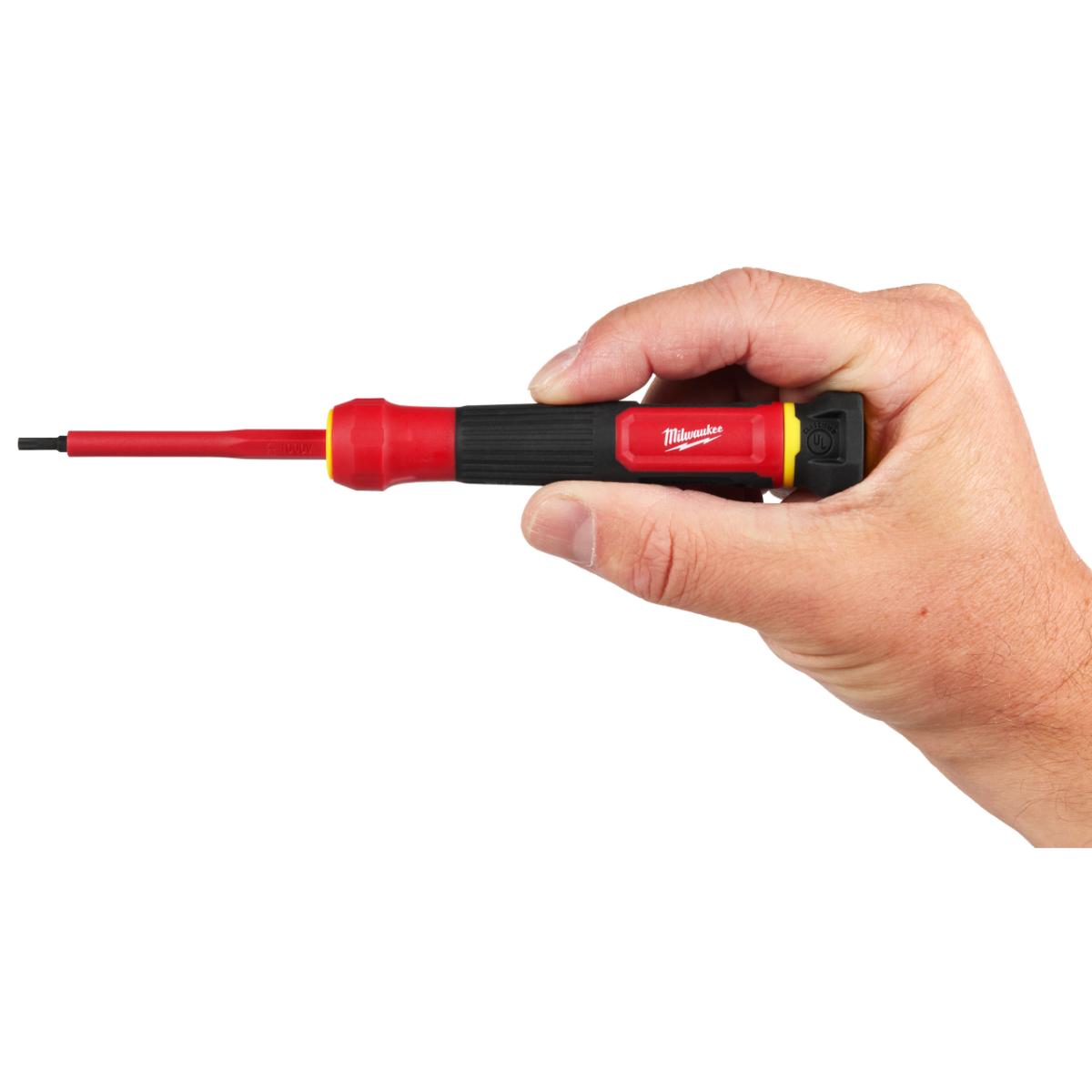 Milwaukee Multi-Bit Feinschrauberdreher 8 in 1 VDE geprüft mit 8 isolierten Bits PH/PZ/TX/SL