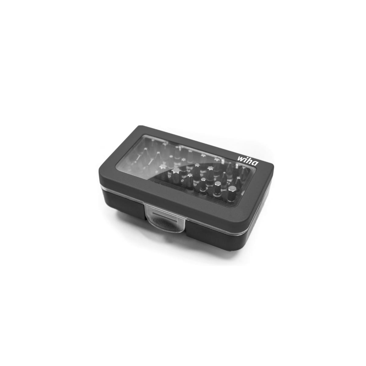 Wiha Bit Set Standard 25 mm gemischt 31-teilges Set 1/4 zoll C6,3 in Box mit Gürtelclip
