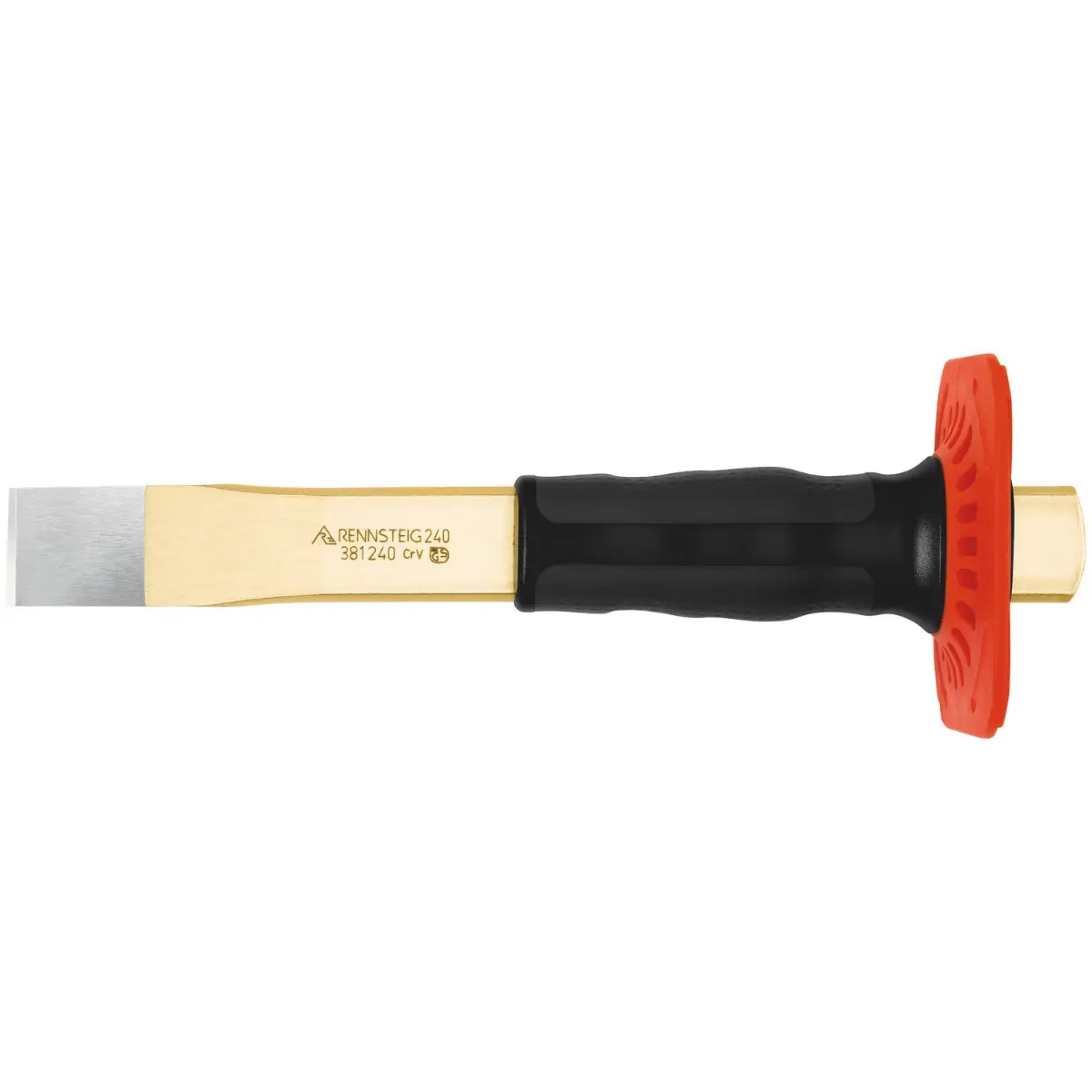 Rennsteig Schlitzmeißel mit Handschutz gerade 28 x 240 mm, poliert