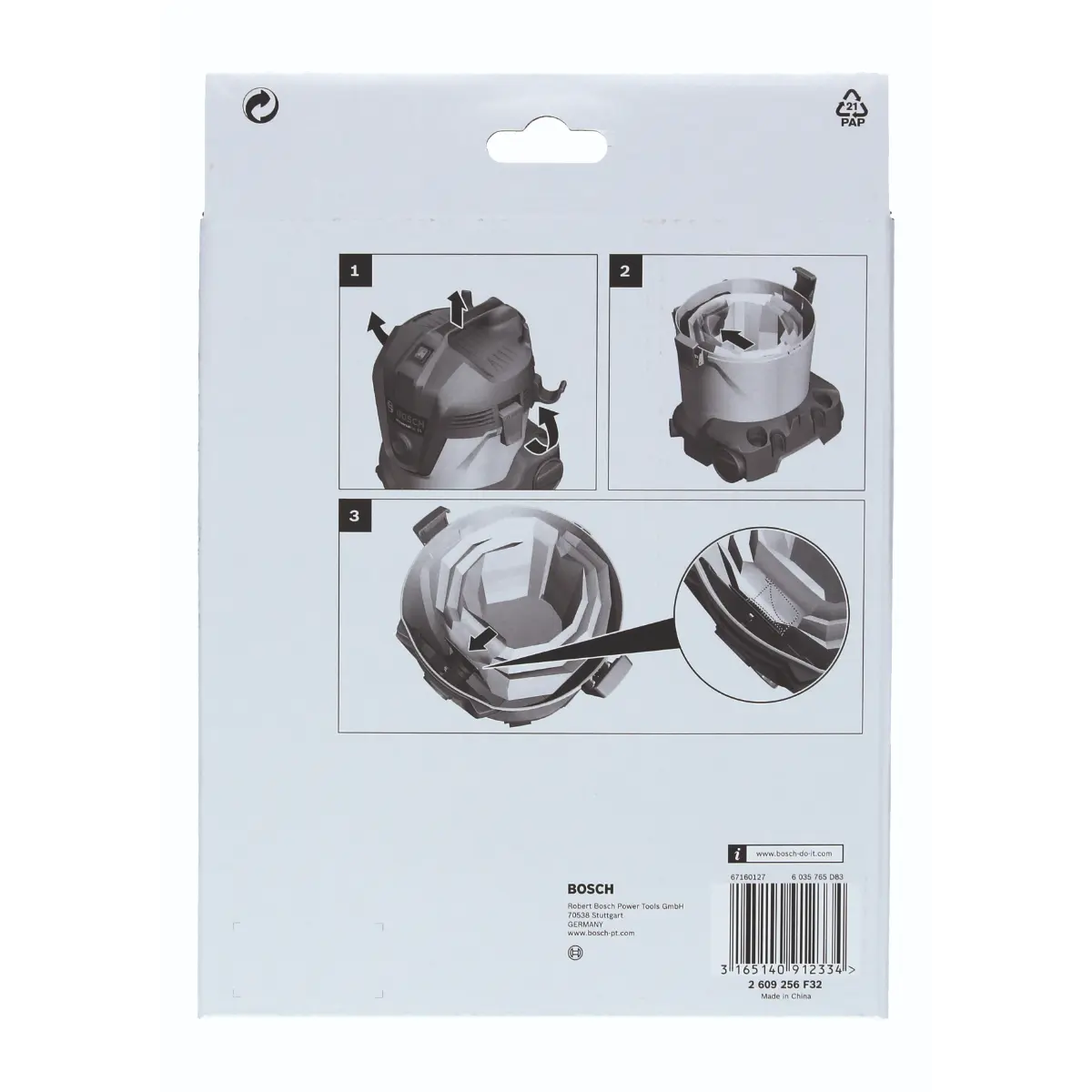 Bosch Papierstaubbeutel für UniversalVac 15, 5er Pack