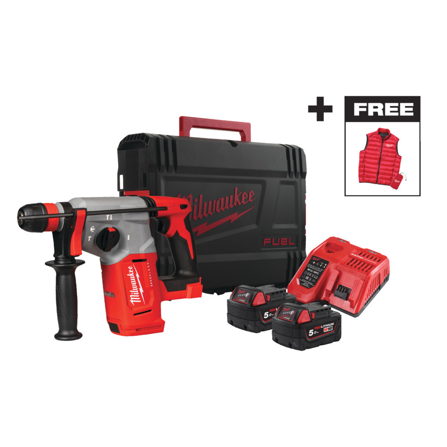 Milwaukee M18™ bürstenloser Akku-Kombihammer M18BLHX-502C + Milwaukee Weste 