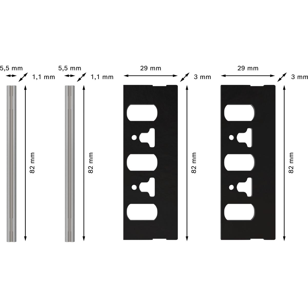 2608838999BO Bosch PRO Hobelmesser-Set, 4-teiligs Set