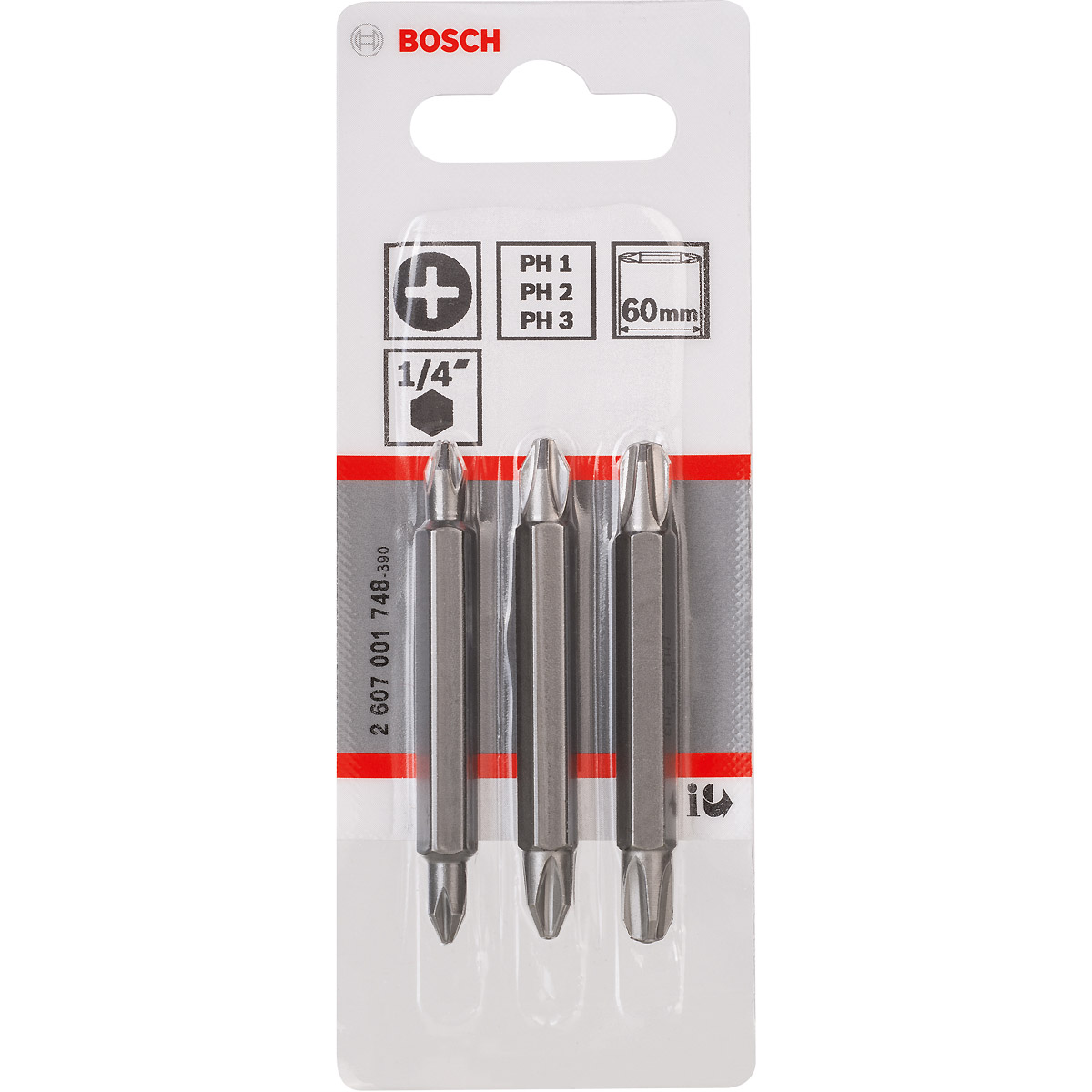 Bosch Doppelklingenbit, PH1, PH2, PH3, PH1, PH2, PH3, 60 mm