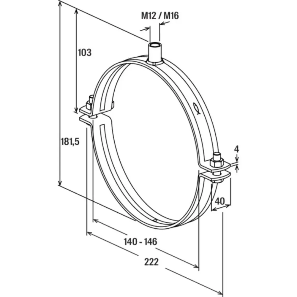 Fischer Massivrohrschelle FRSMN 140-146 M12/M16 ohne Einlage