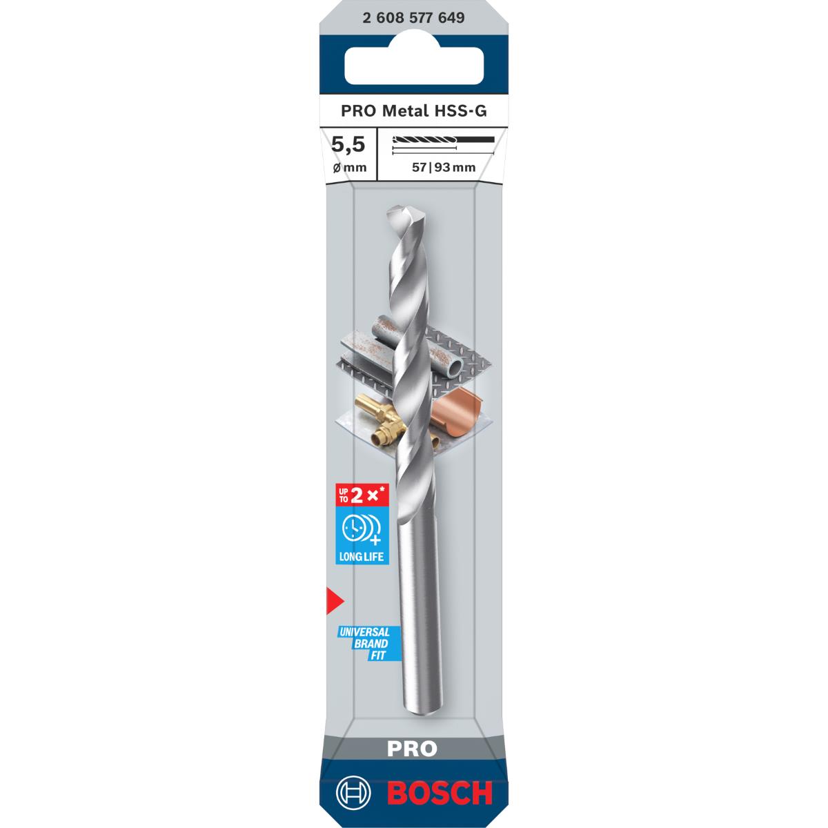Bosch PRO Metal HSS-G Spiralbohrer, 5,5 x 57 x 93 mm