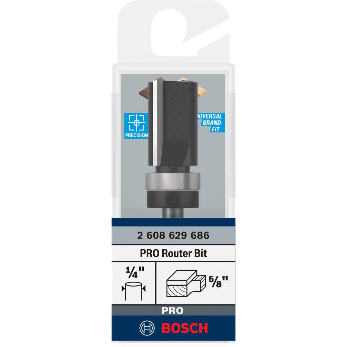 Bosch PRO Bündigfräser, obenliegendes Führungskugellager, Ø 5/8 x L 1, Schaft 1/4