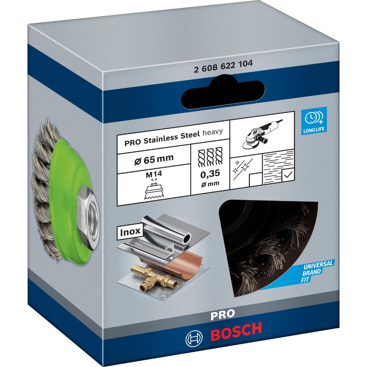 Bosch PRO Topfbürste, Edelstahl, gezopfter Draht