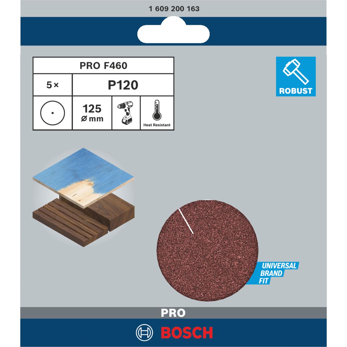 Bosch PRO Schleifblatt-Set F460 Expert for Wood and Paint, 125 mm, 5er-Pack