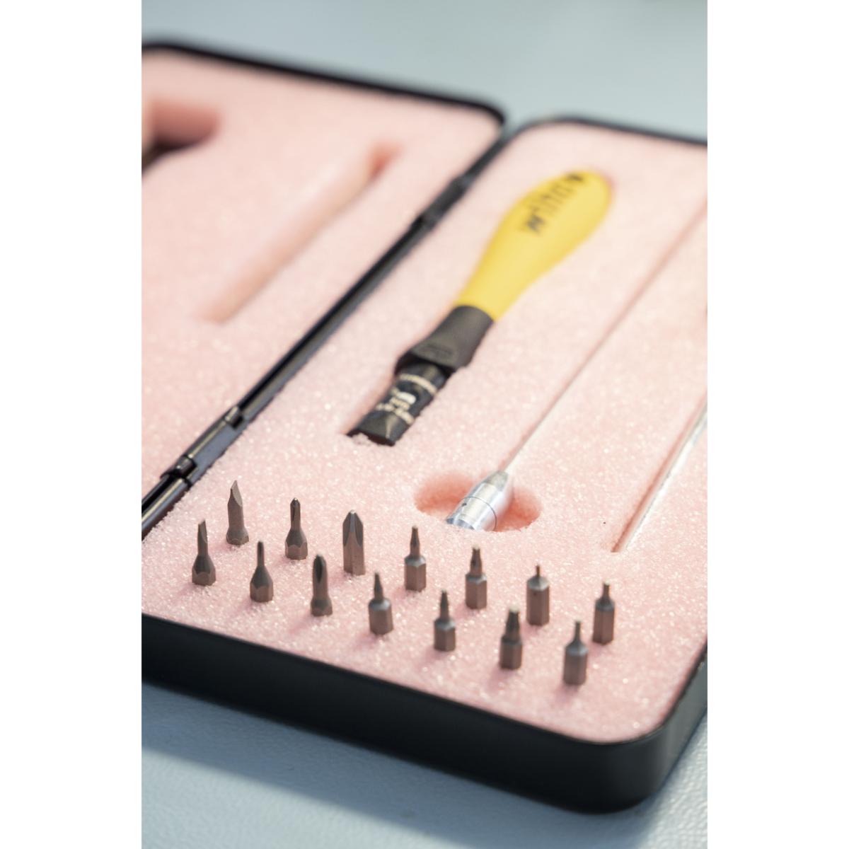 Wiha Drehmoment-Schraubendreher Set TorqueVario -S Micro ESD 0,1-0,6 Nm gemischt 18-teilges Set variabel einstellbare Drehmomentbegrenzung mit Box