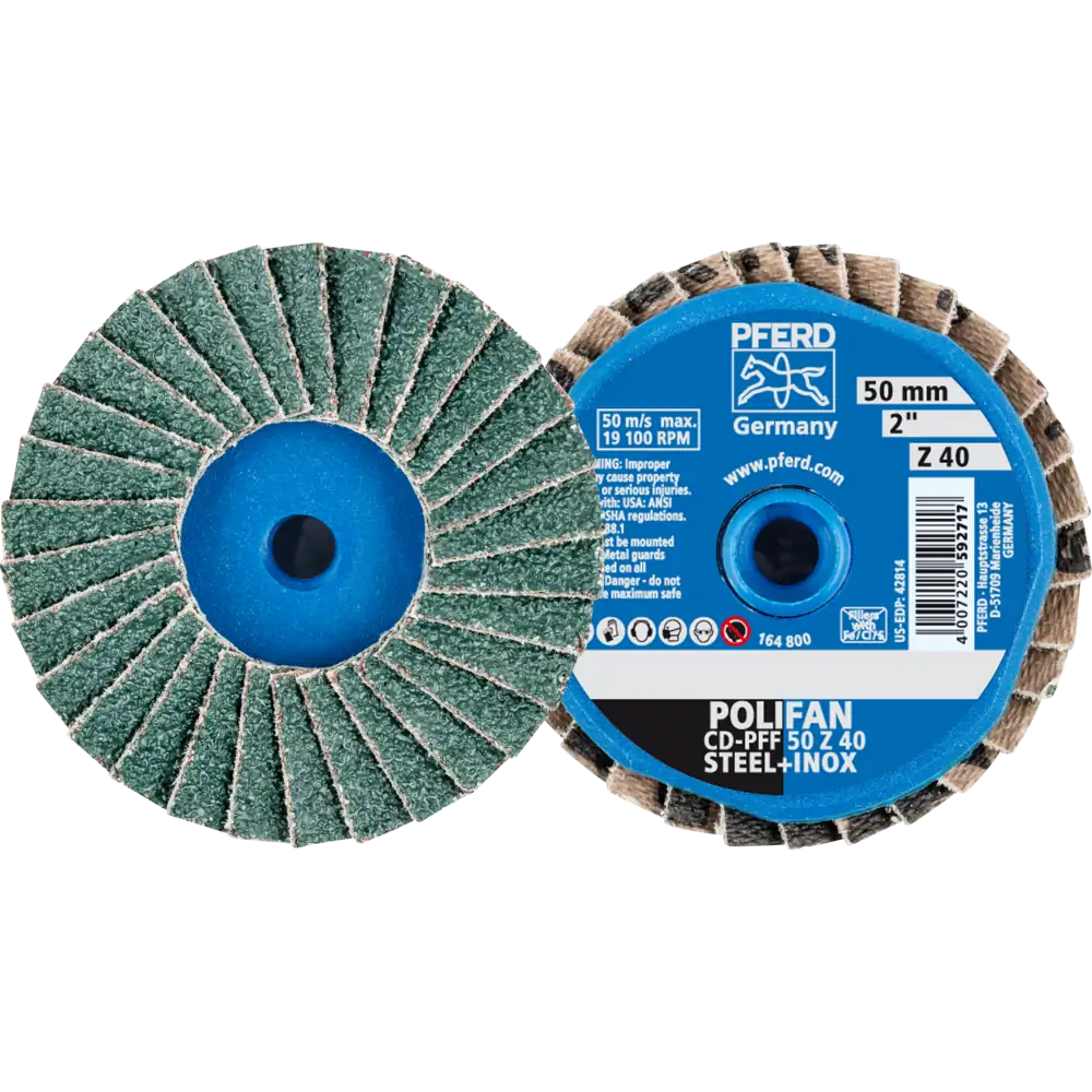PFERD TOOLS COMBIDISC Zirkon Mini-POLIFAN CD für gehärteten Stahl