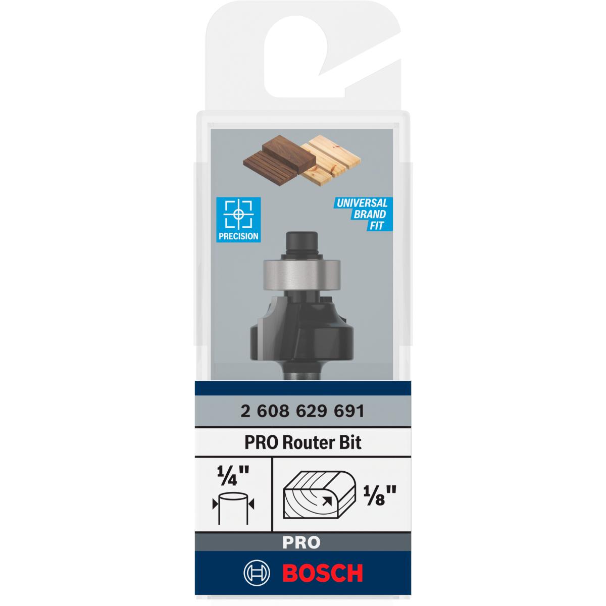Bosch PRO Abrundfräser, R 1/8, Schaft 1/4