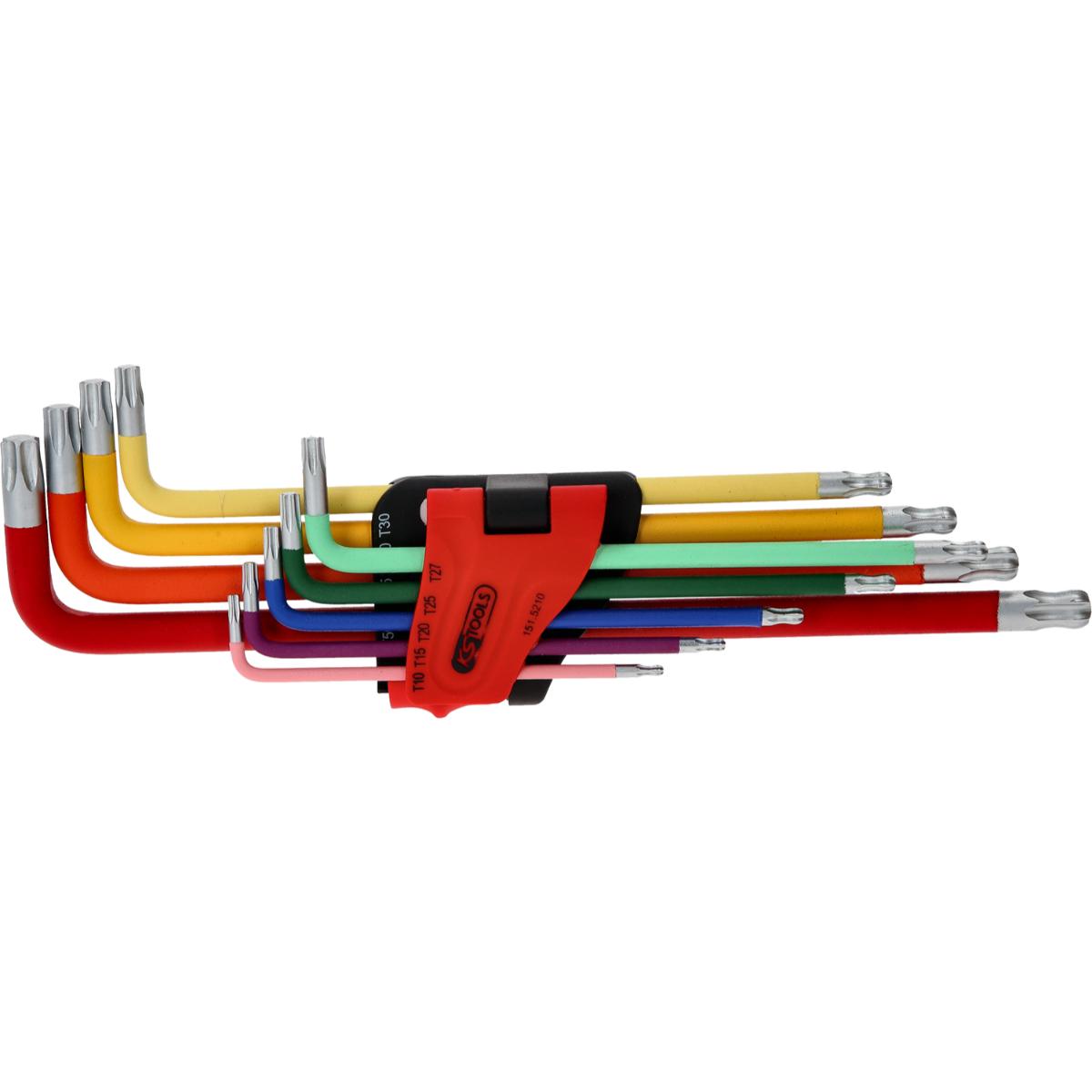 KS Tools Kugelkopf-Torx-Winkelstiftschlüssel-Satz, extra lang, 9-tlg