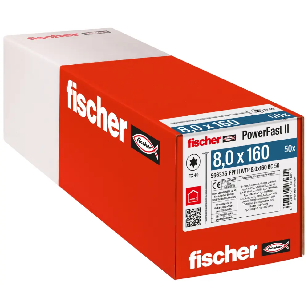 Fischer Holzbauschraube 8,0x160 FPF II WTP BC, Tellerkopf, Innenstern TX, Teilgewinde, blauverzinkt