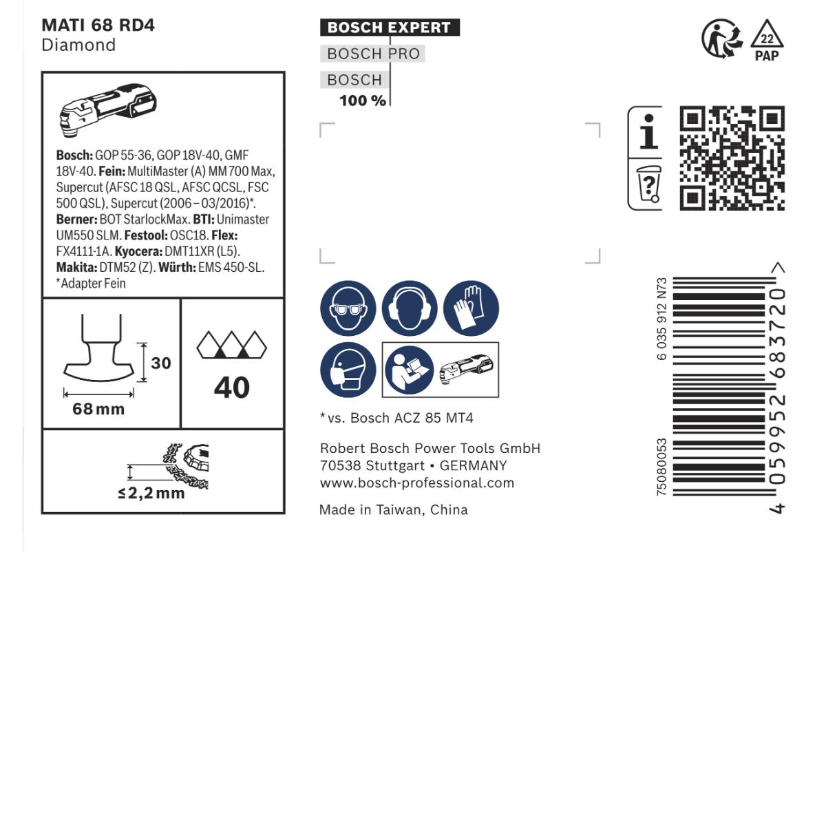 Bosch EXPERT MATI 68 RD4 Corner Blade, 68 x 30 mm, 10-Stück