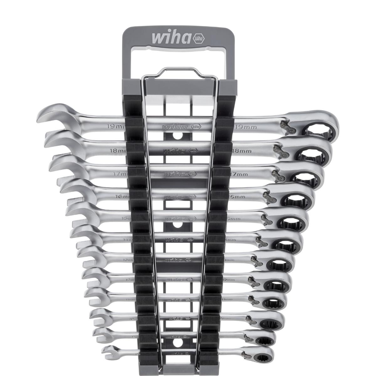 Wiha Ringratschen-Gabelschlüssel Set 12-teilges Set umschaltbar in Halter