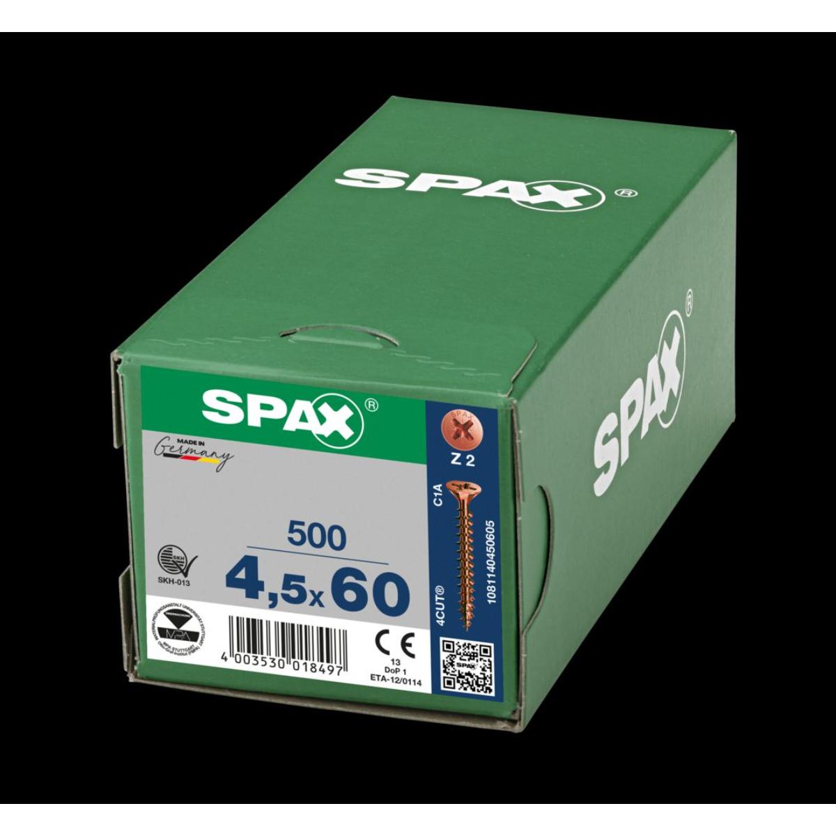 SPAX Senkmultikopf Kreuzschlitz Z2 Vollgewinde brüniert, 500 Stück